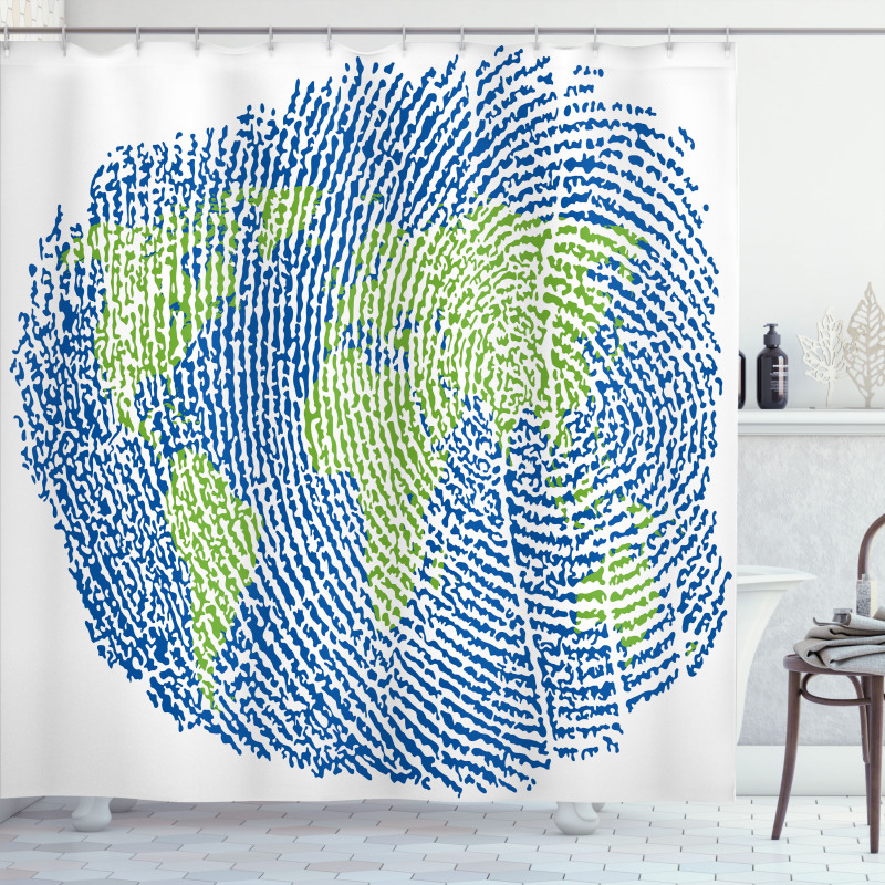 Fingerprint World Map Shower Curtain