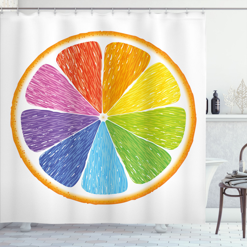 Rainbow Colored Orange Shower Curtain