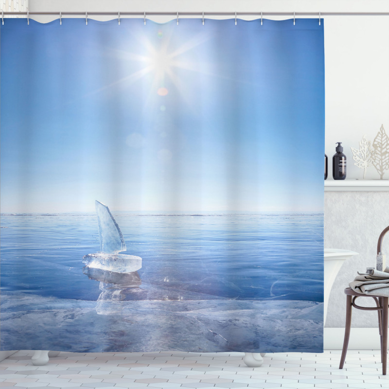 Icy Boat Sunny Weather Shower Curtain