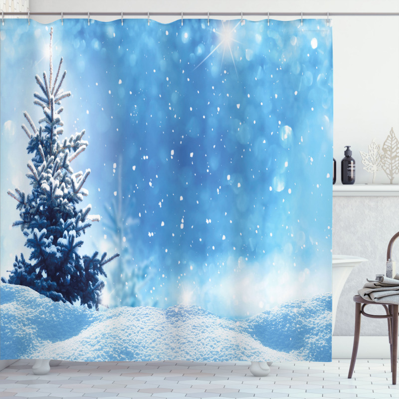 Frozen Pine Snowflakes Shower Curtain