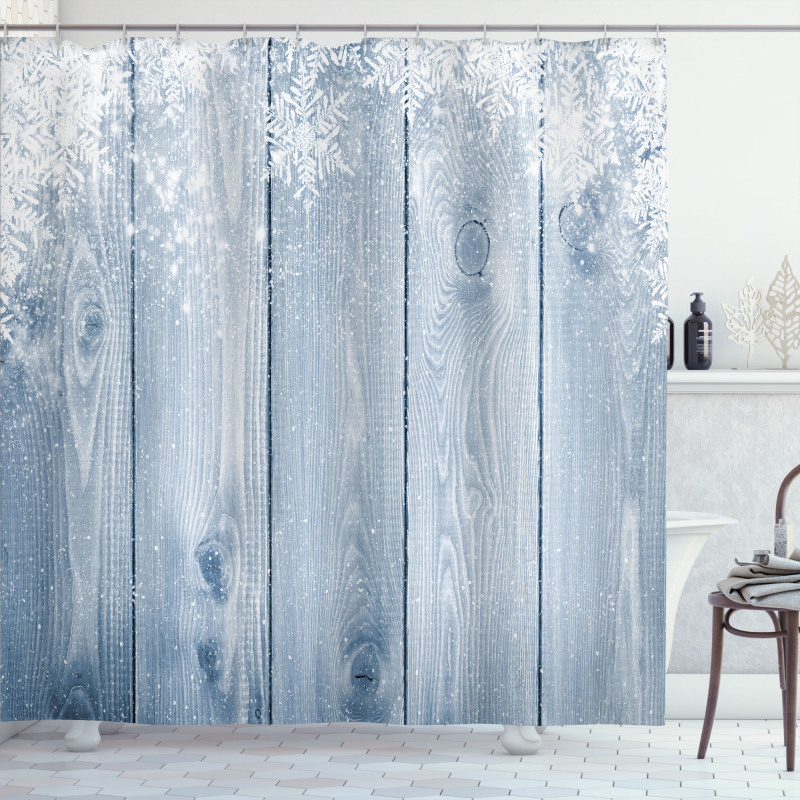 Snowflakes Rustic Retro Shower Curtain