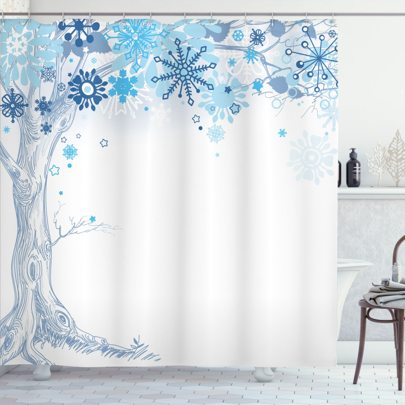 Abstract Tree Snowflakes Shower Curtain