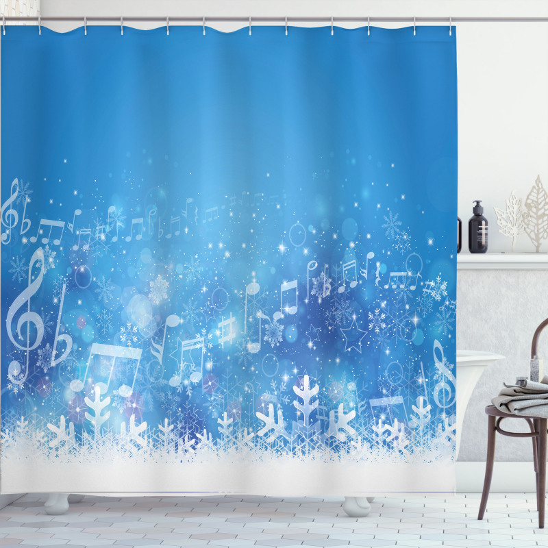 Music Notes Snowflakes Shower Curtain