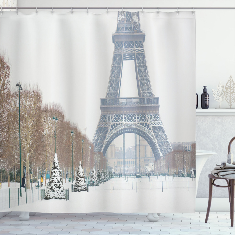 Eiffel Tower in Snow Shower Curtain