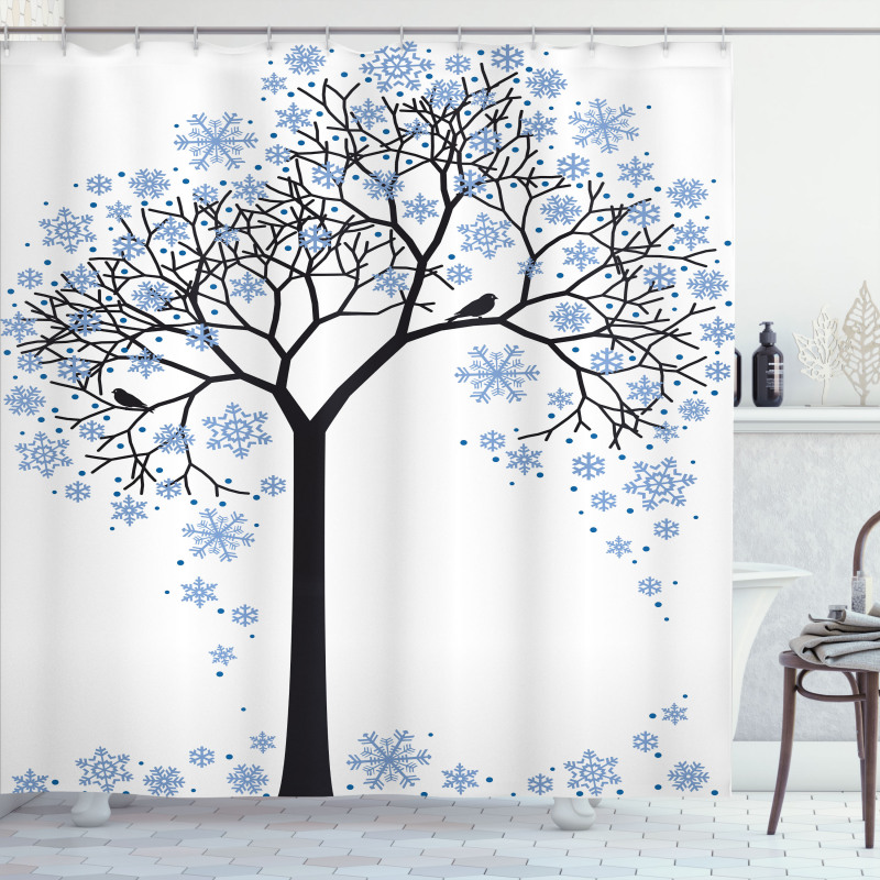 Tree with Snowflakes Shower Curtain