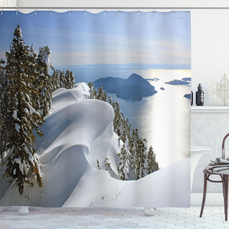 Pacific Ocean Mountains Shower Curtain