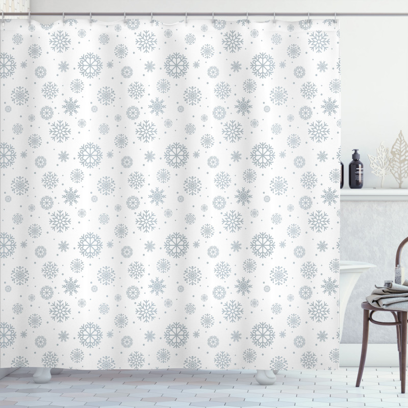 Ornate Snowflake Motifs Shower Curtain