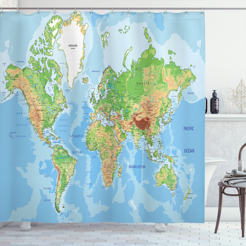 Topographic Education Shower Curtain