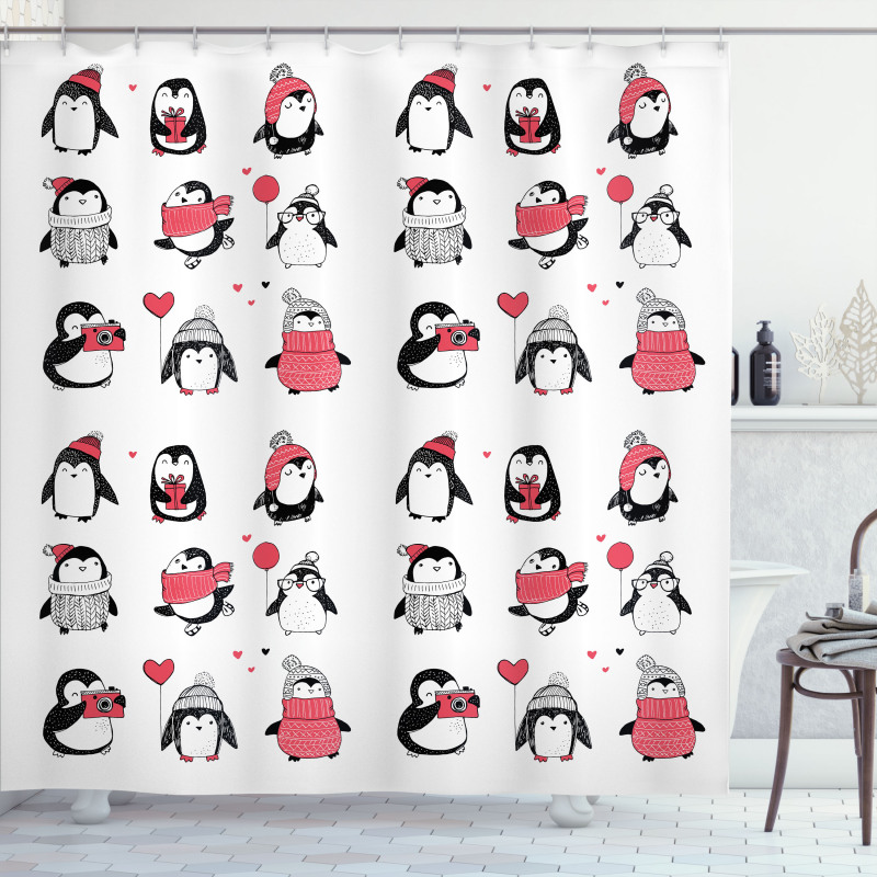 Penguins Merry Xmas Shower Curtain