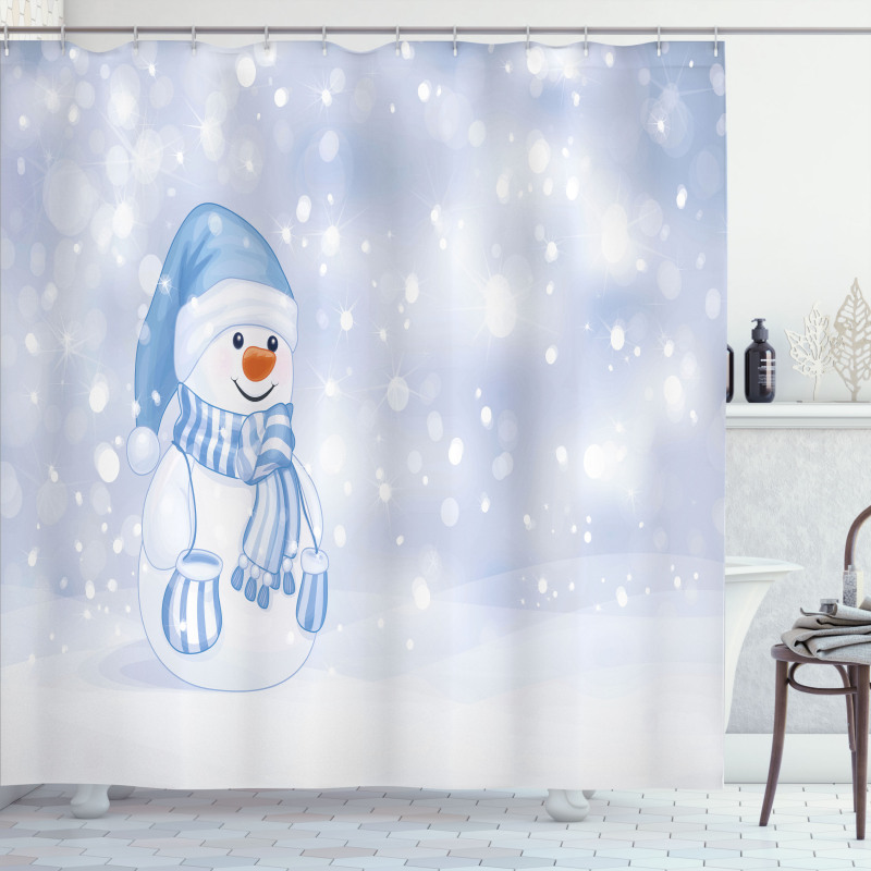 Toddler Snowman Cartoon Shower Curtain