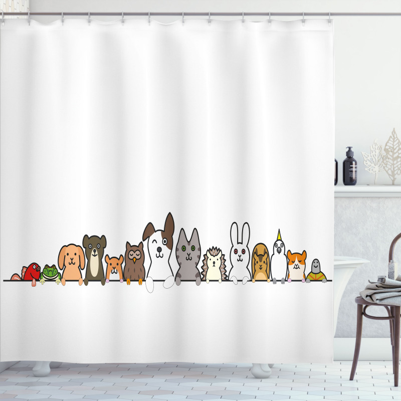 Domestic Pets Funny Shower Curtain