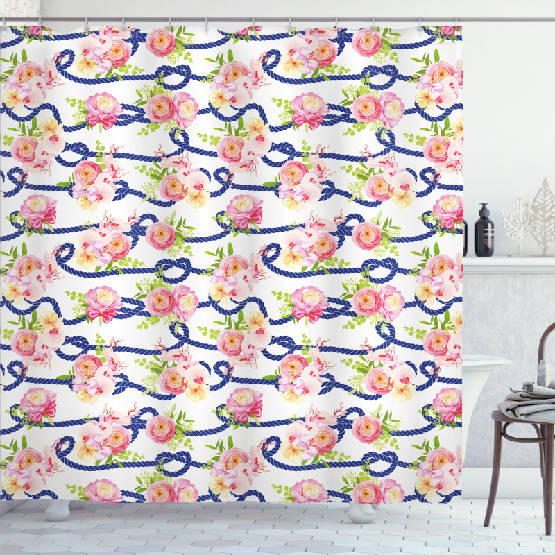 Marine Floral Shower Curtain