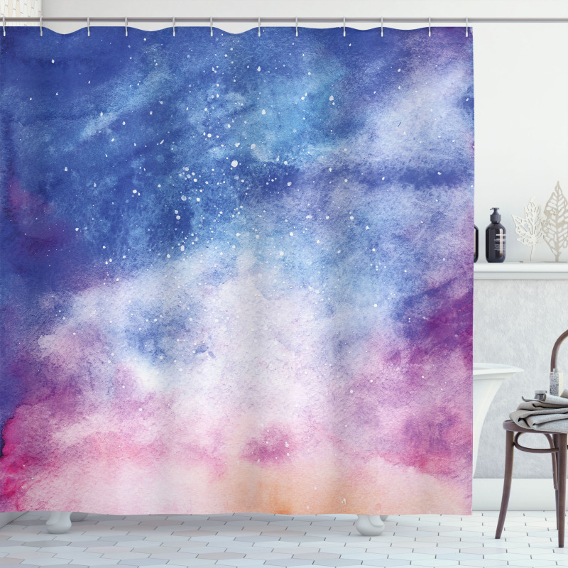 Watercolor Space Shower Curtain