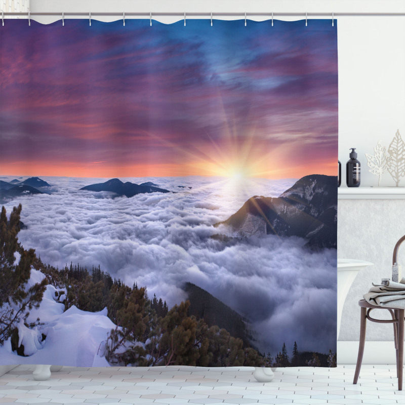 Winter Landscape Sunset Shower Curtain