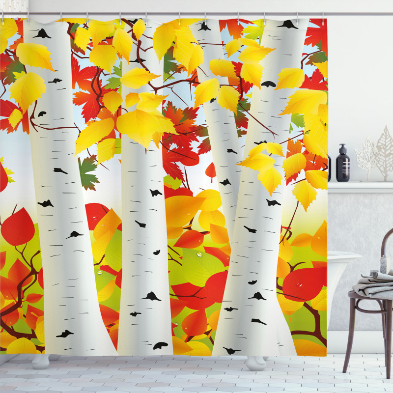 Autumn Scene with Leaves Shower Curtain