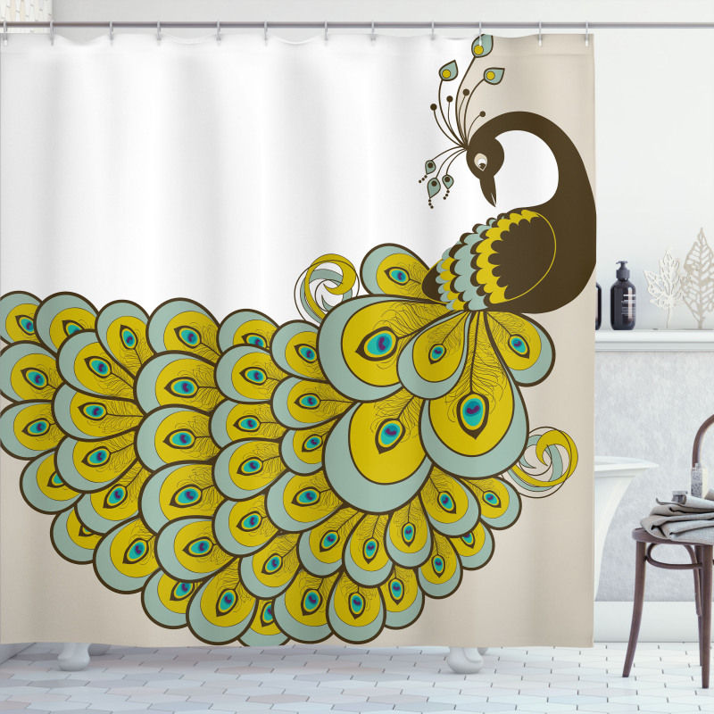 Peacock with Vivid Tail Shower Curtain