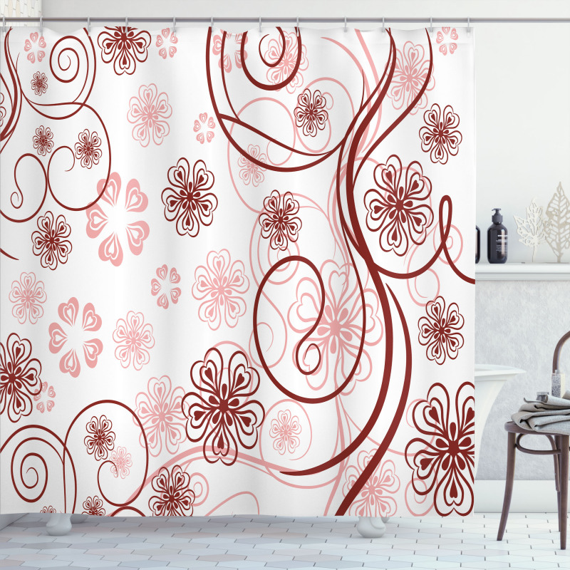 Flowers Bold Lines Shower Curtain