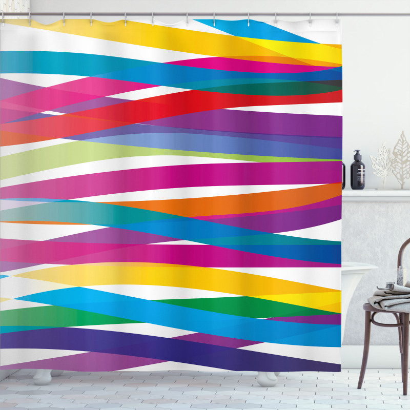 Vibrant Ribbon Design Shower Curtain