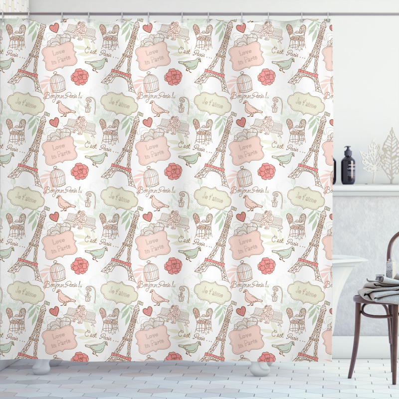 Lovers in Streets Flowers Shower Curtain