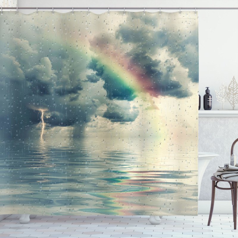 Romantic Water Drops Rainbow Shower Curtain