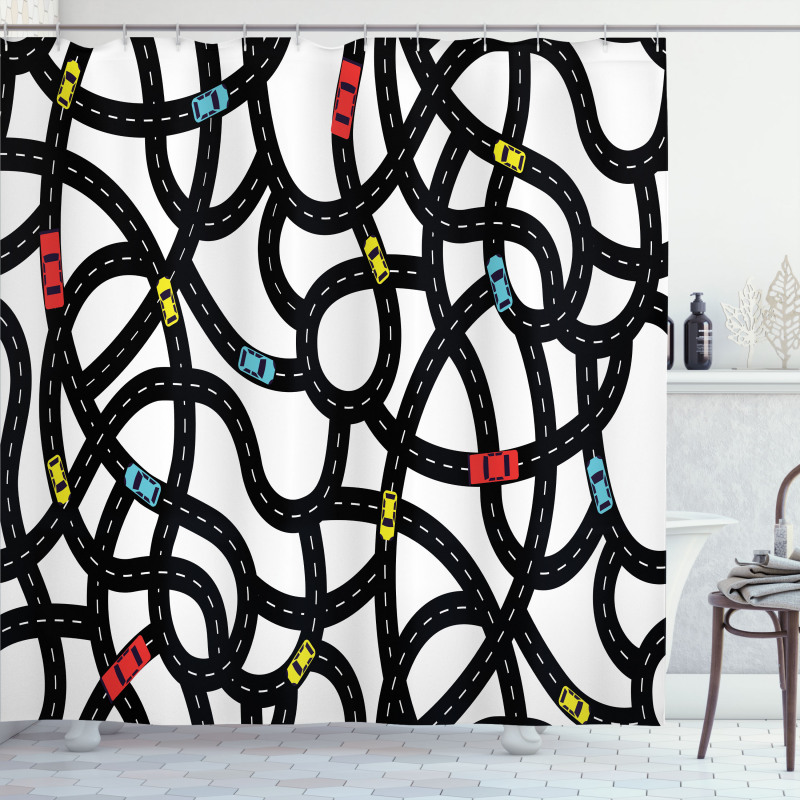 Urban Themed Road Design Shower Curtain