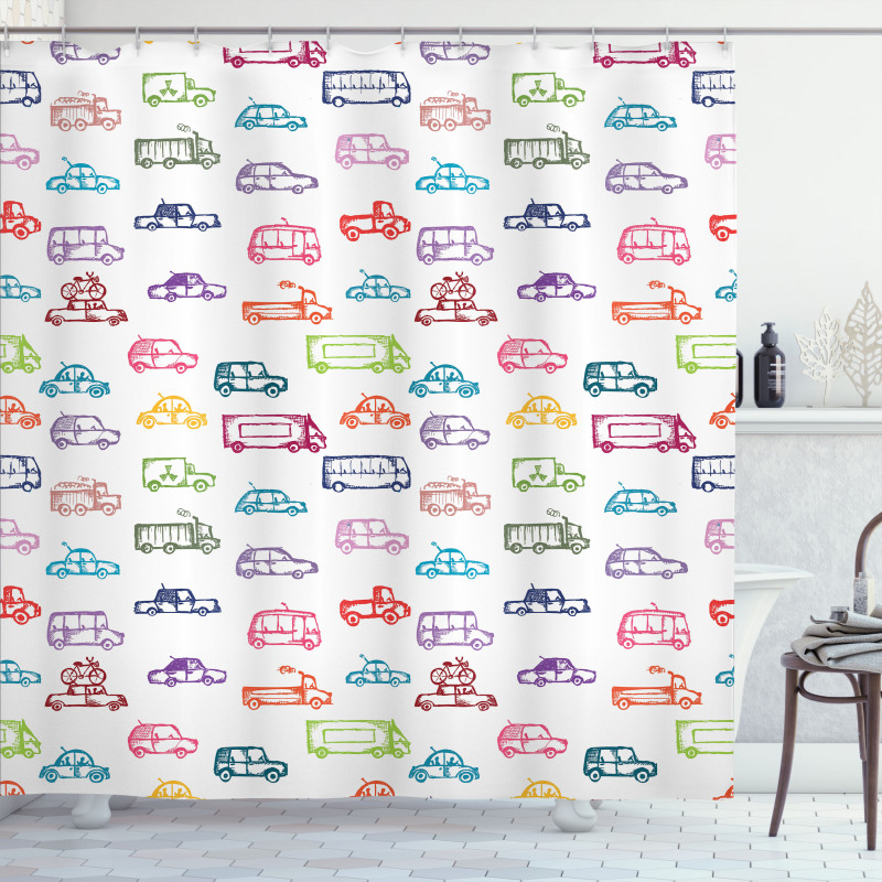 Various Vehicles Bus Truck Shower Curtain