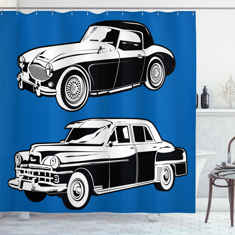 Black and White Vehicle Shower Curtain