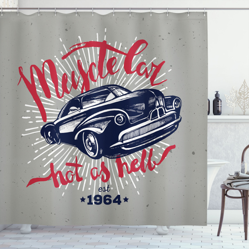 Muscle Car Hot as Hell Shower Curtain