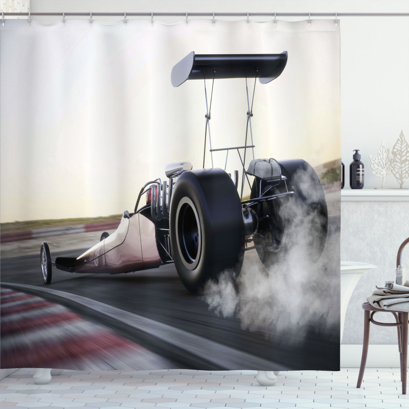 Dragster Racign down Track Shower Curtain