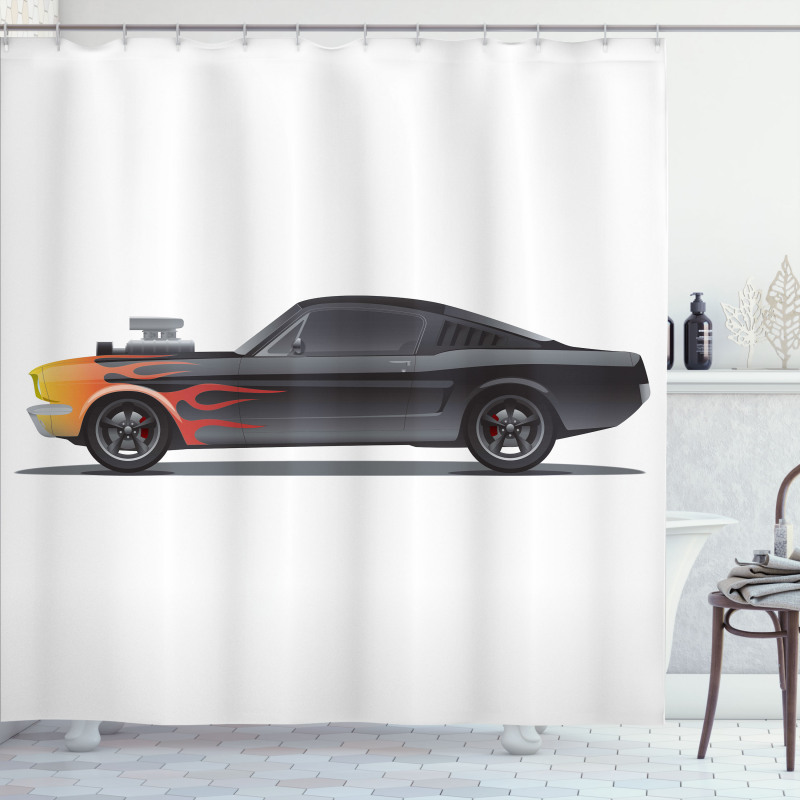 Retro Supercharger Vehicle Shower Curtain