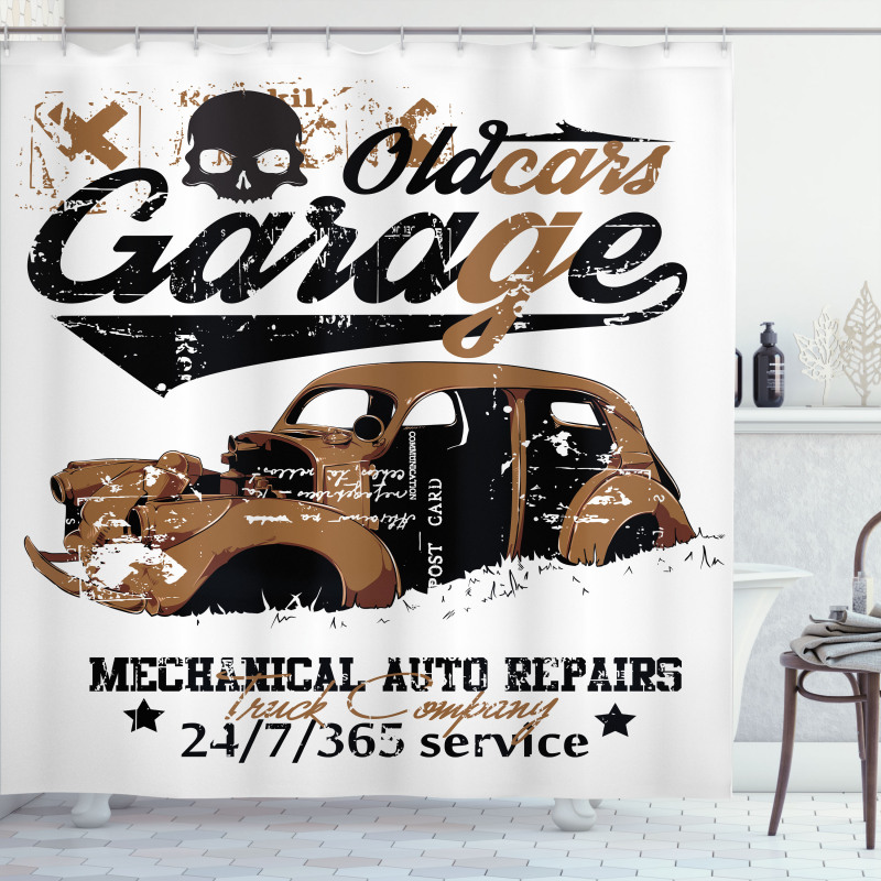 Old Garage Auto Repair Shower Curtain