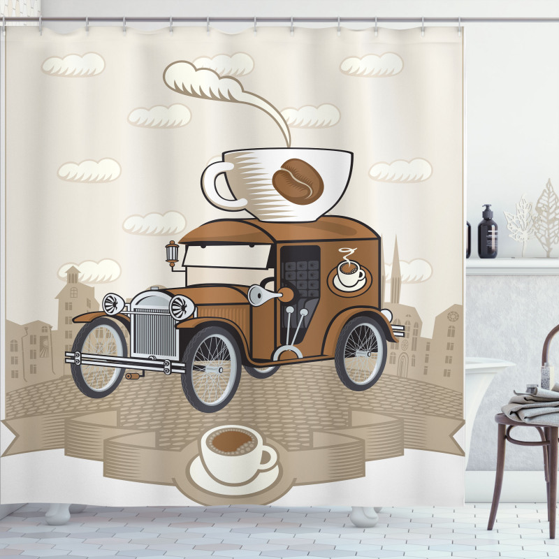 Old Fashioned Ride Coffee Shower Curtain