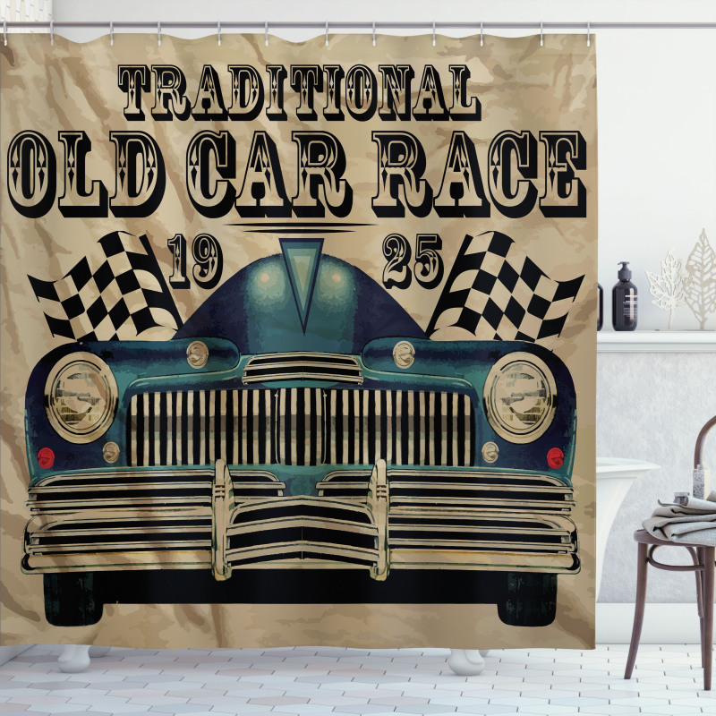 Traditional Old Race Car Shower Curtain