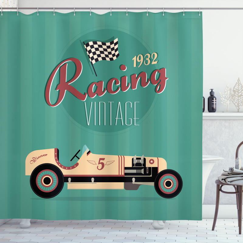 Vintage Style Automobile Shower Curtain