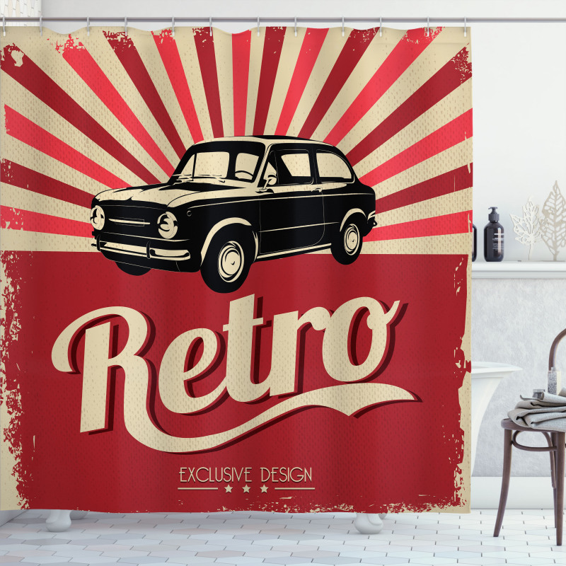 Retro Poster Style Vehicle Shower Curtain