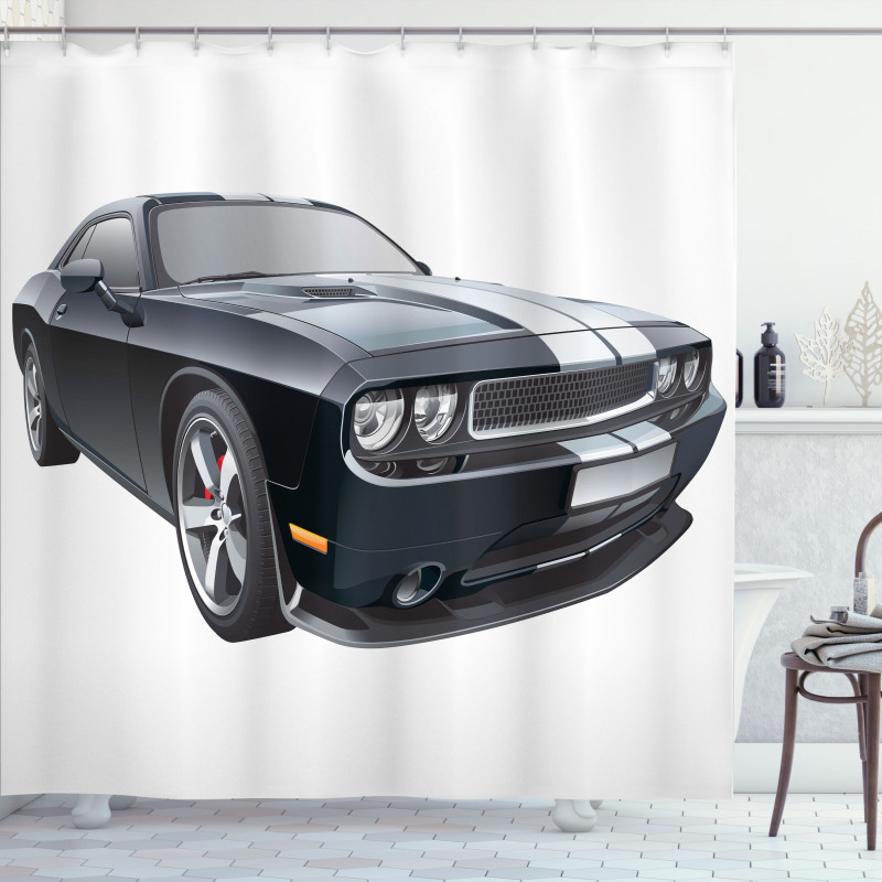 Black Modern Ride Design Shower Curtain