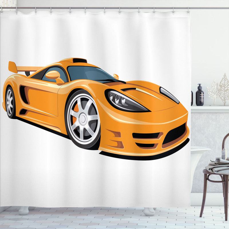 Orange Fast Sports Car Shower Curtain