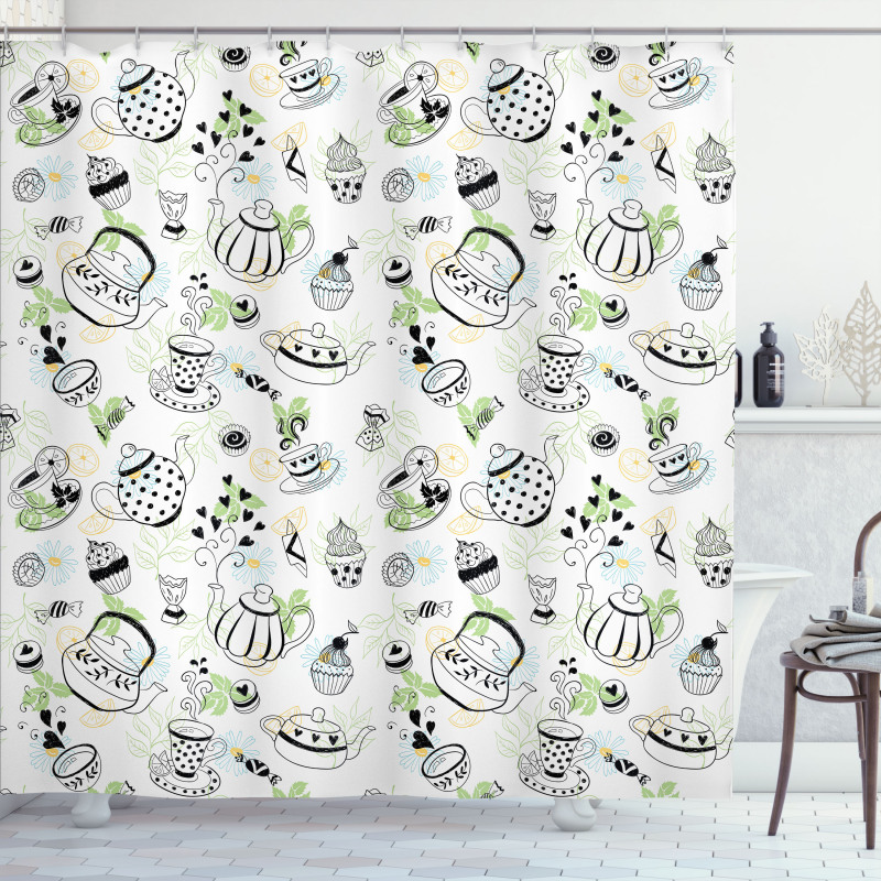 Doodle Hearts Shower Curtain