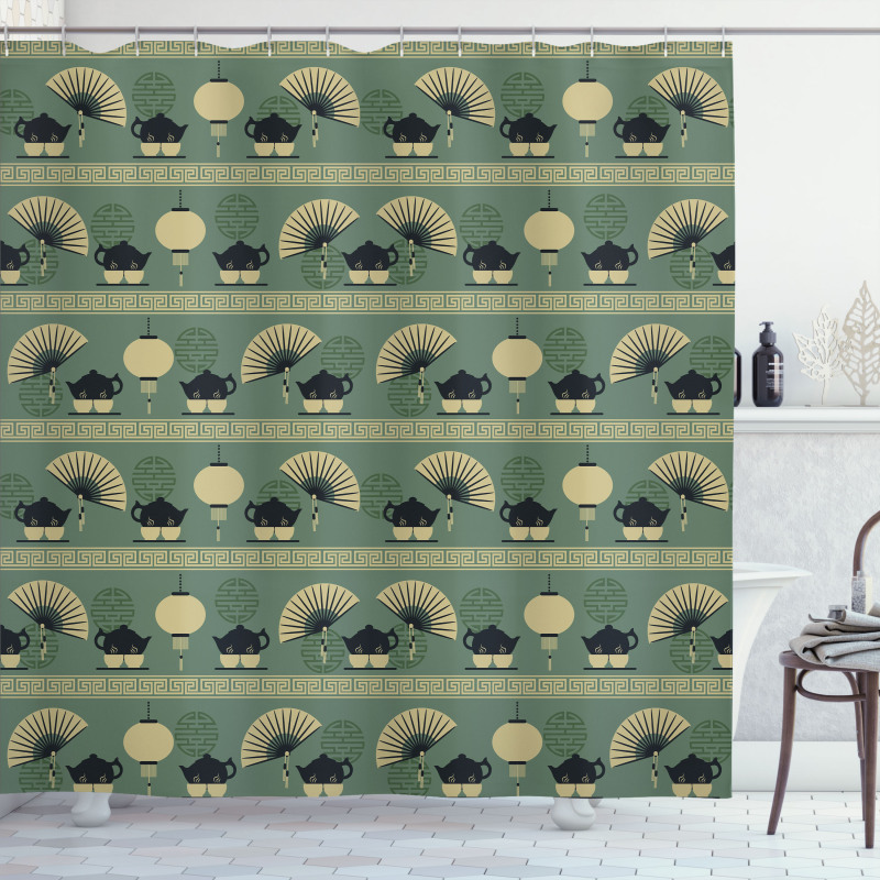 Chinese Culture Tea Shower Curtain