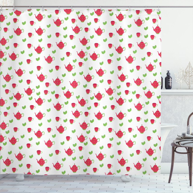 Teapots Polka Dots Shower Curtain