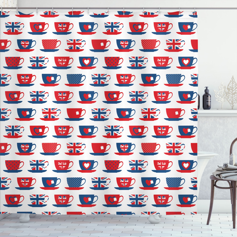 Britain Teacups Shower Curtain