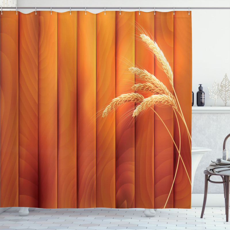 Wheat Spikes Wood Plank Shower Curtain