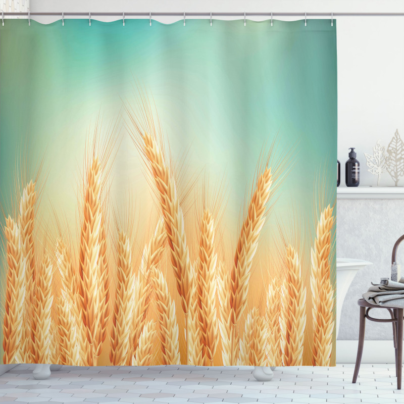 Wheat Field Blue Sky Shower Curtain