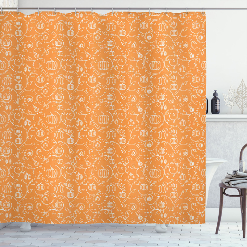 Pumpkin Leaves Swirls Shower Curtain