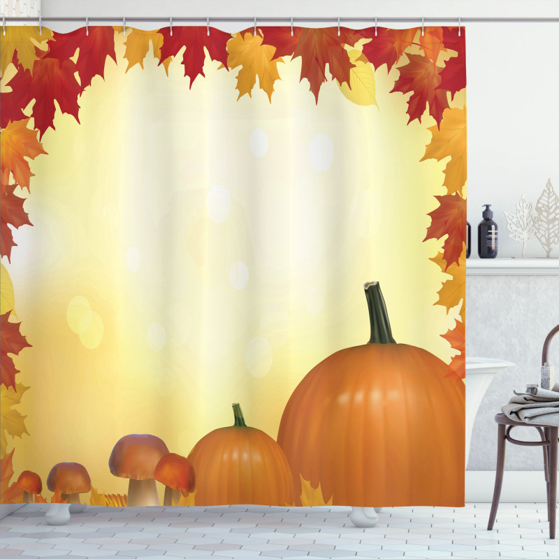 Mushrooms Pumpkins Shower Curtain