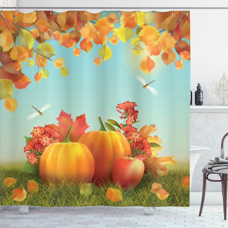 Fall Season Yield Leaf Shower Curtain