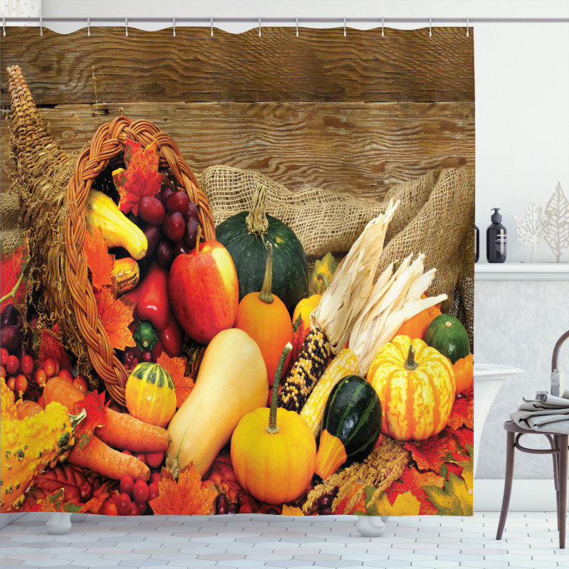 Food Scattered on Table Shower Curtain