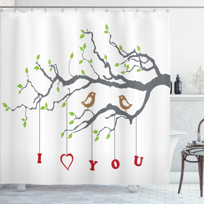 Romantic Birds Tree Shower Curtain