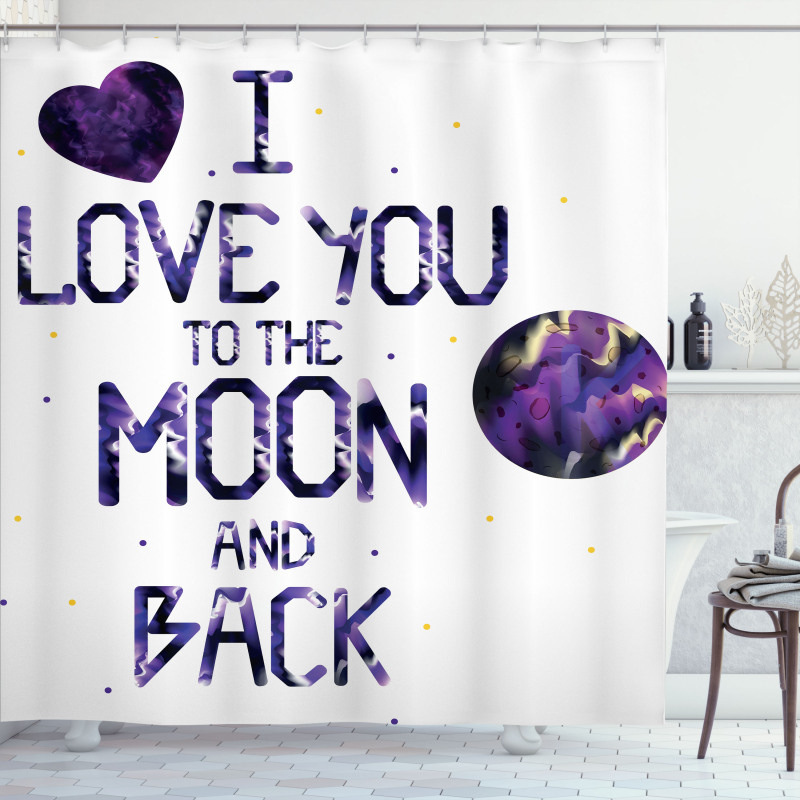 Universe Moon Heart Shower Curtain