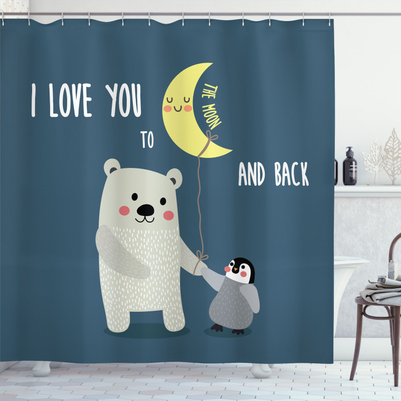 Teddy Bear Penguin Shower Curtain